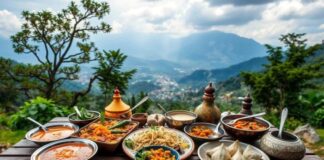 Nepal, Himalayaların eteklerinde yer alan ve zengin kültürel çeşitliliğe sahip bir ülkedir. Bu konum, Nepal mutfağının hem Asya hem de Tibet etkilerini bir araya getirmesine olanak tanımıştır. Pirinç ve baklagillerin temel besin maddesi olduğu bu mutfakta, baharatların ustaca kullanımı yemeklerin karakterini belirler. Nepal yemekleri, hem lezzet hem de görsellik açısından öne çıkarak kültürel bir deneyim sunar. Konulu bir haber görseli.