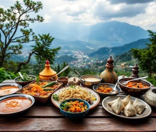 Nepal, Himalayaların eteklerinde yer alan ve zengin kültürel çeşitliliğe sahip bir ülkedir. Bu konum, Nepal mutfağının hem Asya hem de Tibet etkilerini bir araya getirmesine olanak tanımıştır. Pirinç ve baklagillerin temel besin maddesi olduğu bu mutfakta, baharatların ustaca kullanımı yemeklerin karakterini belirler. Nepal yemekleri, hem lezzet hem de görsellik açısından öne çıkarak kültürel bir deneyim sunar. Konulu bir haber görseli.