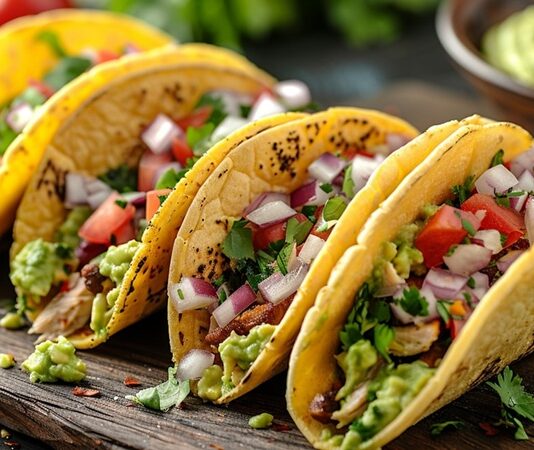 Tacos, Meksika mutfağının en bilinen ve en sevilen yemeklerinden biridir. Tarihi Aztekler dönemine kadar uzanan bu yemek, mısır ekmeğinin içine konulan et, sebze ve soslarla hazırlanmıştır. Geleneksel olarak elde yenilen tacos, hem pratik hem de doyurucu bir lezzet olarak halk arasında hızla yayılmıştır. Konulu bir haber görseli.